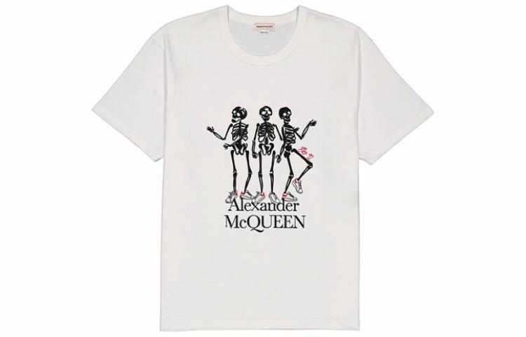 Мужская футболка Alexander McQueen Logo (белая)