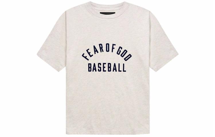 Мужская футболка Fear Fear of God Baseball Tee Cream Heather Navy LogoT (кремово-синяя)