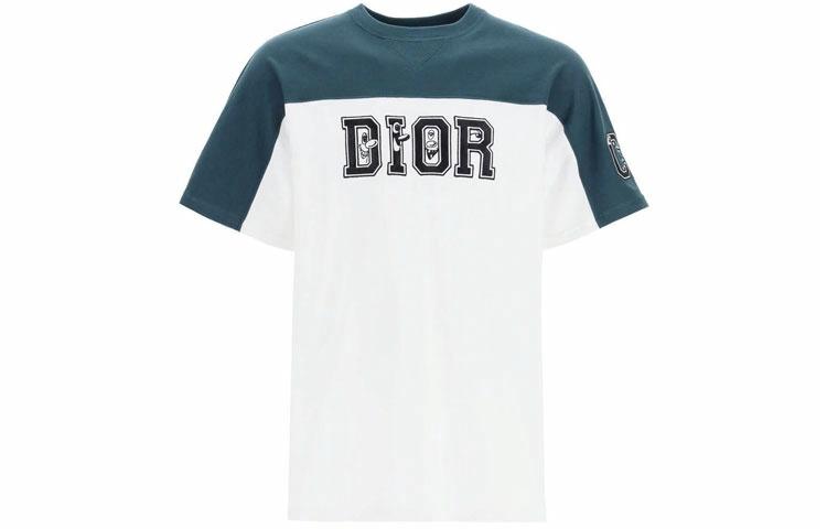 Мужская футболка Dior Logo Print (темно-синяя)