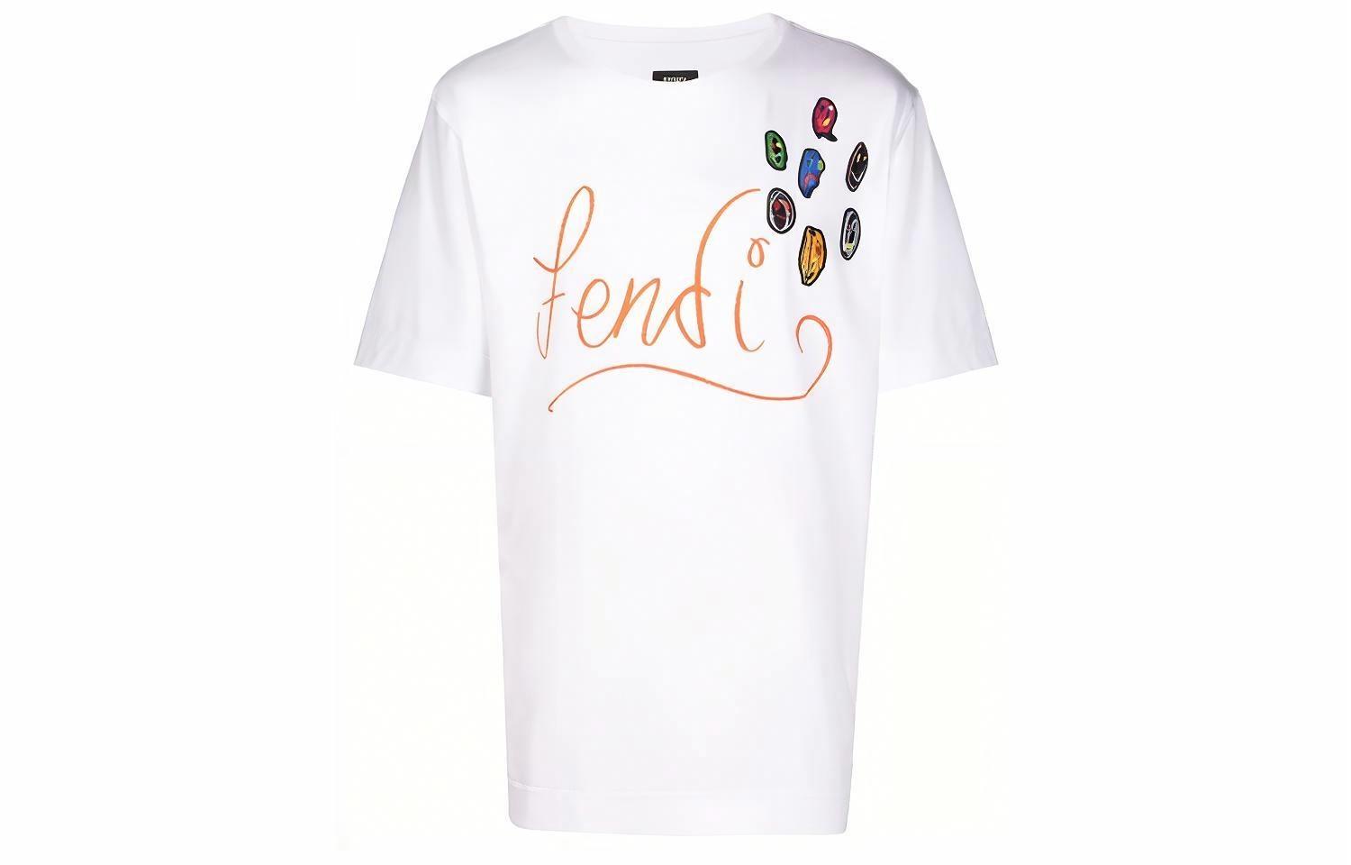 Мужская футболка Fendi с принтом граффити (белая)