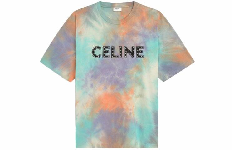 Мужская футболка CELINE Drop Shoulder Logo (разноцветная)