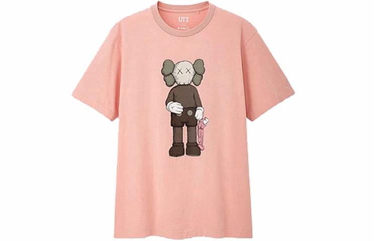 Унисекс футболка UNIQLO KAWS (розовая) — фото 1