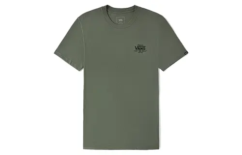 Vans T Shirts Unisex Army Green Crew Neck Moderate Straight Fit