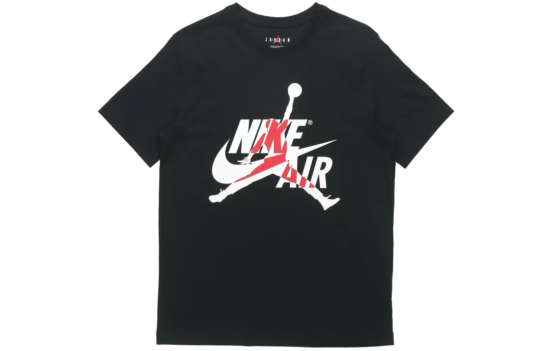 Jordan Air T Shirts Men's Black Crew Neck Moderate Straight Fit