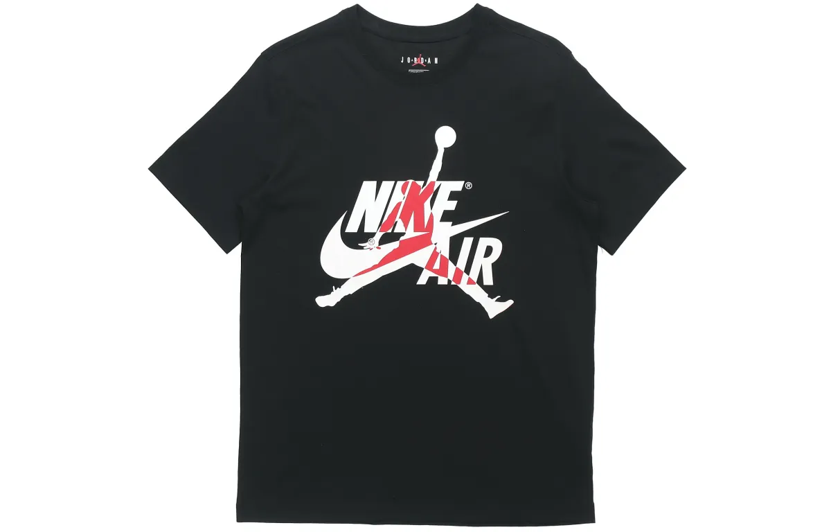 Jordan Air T-Shirts Men's Black Crew Neck Moderate Straight Fit