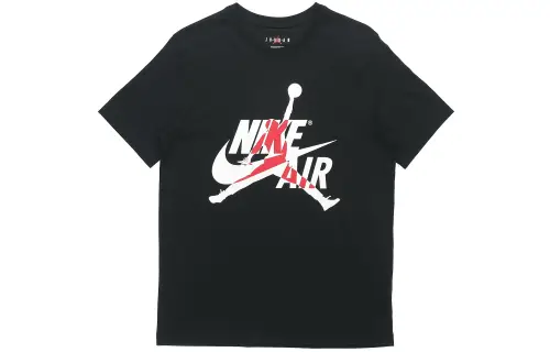 Jordan Air T Shirts Men's Black Crew Neck Moderate Straight Fit