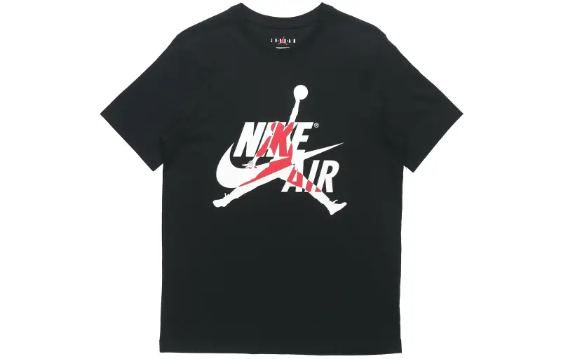 Jordan Air T Shirts Men's Black Crew Neck Moderate Straight Fit