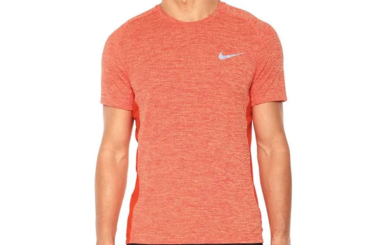 Nike T-Shirts Men's Orange Crew Neck Moderate Straight Fit