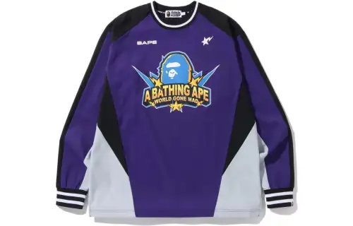Bape A BATHING APE Team Logo Relaxed Fit L/S Tee