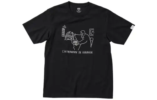 UNIQLO T Shirts Unisex Black Crew Neck Moderate