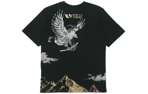 EVISU T Shirts Men's Black Crew Neck Moderate