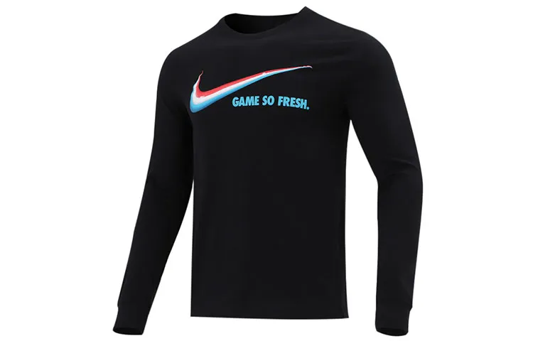 Nike T-Shirts Men's Black Crew Neck Moderate Straight Fit