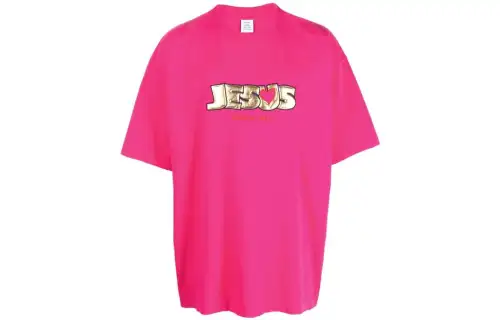 Vetements T Shirts Men's Peach Pink Crew Neck Moderate Other