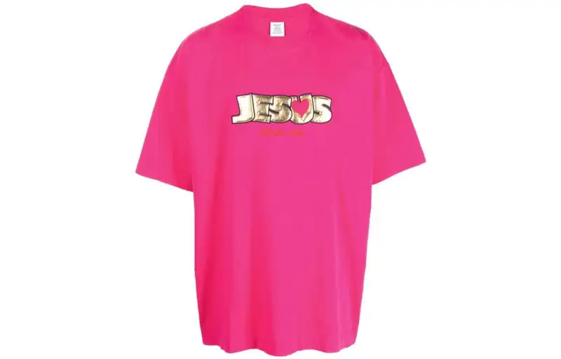 Vetements T Shirts Men's Peach Pink Crew Neck Moderate Other