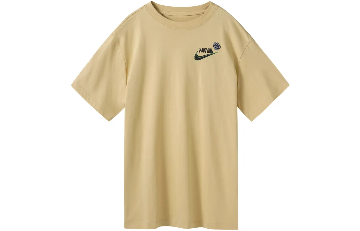 Nike T-Shirts Women's Khaki Crew Neck Moderate Straight Fit