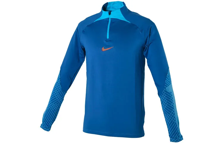 Nike T-Shirts Men's Blue Stand Collar Moderate Straight Fit