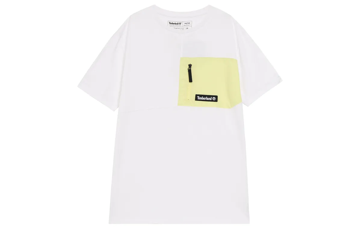 Timberland T-Shirts Men's White Crew Neck Moderate Straight Fit