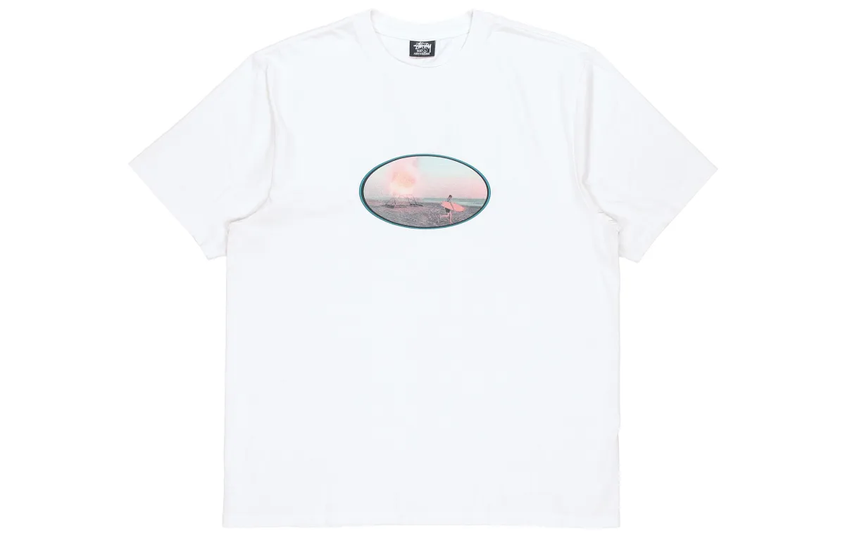 Stussy T-Shirts Unisex White Crew Neck Moderate Straight Fit