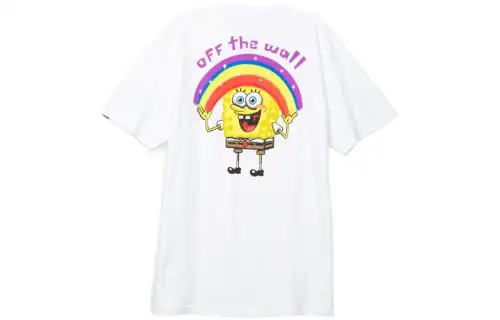 Vans X SPONGEBOB SQUAREPANTS Vans X SPONGEBOB SQUAREPANTS T Shirts Men's White Crew Neck Moderate Straight Fit