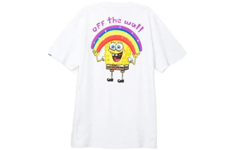 Vans X SPONGEBOB SQUAREPANTS Vans X SPONGEBOB SQUAREPANTS T Shirts Men's White Crew Neck Moderate Straight Fit
