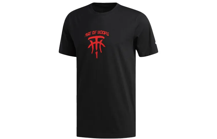 Adidas T-Shirts Men's Black Crew Neck Moderate Straight Fit