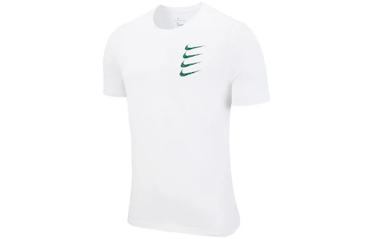 Nike T-Shirts Men's White Crew Neck Moderate Straight Fit