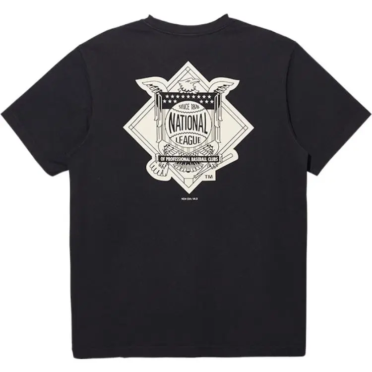 New Era T-Shirts Unisex Black Crew Neck Moderate