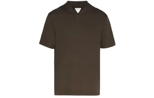 Bottega Veneta T Shirts Men's Chocolate Hooded Moderate Straight Fit