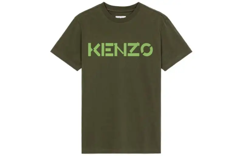 KENZO T Shirts Men's Green Crew Neck Moderate Straight Fit