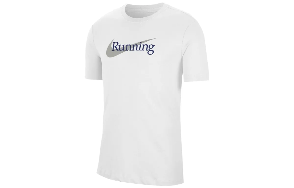 Nike T-Shirts Men's White Crew Neck Moderate Straight Fit