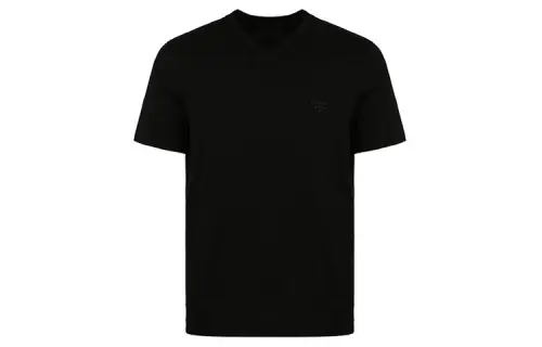 PRADA T Shirts Men's Black Crew Neck Moderate Straight Fit