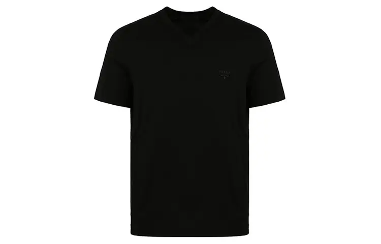 PRADA T Shirts Men's Black Crew Neck Moderate Straight Fit