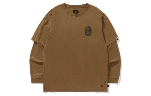 A BATHING APE X Alpha Industries T Shirts Unisex Brown Crew Neck Moderate Straight Fit