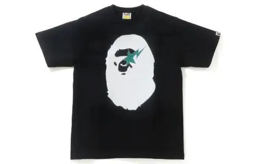 A BATHING APE Head Series T Shirts Men's Black Crew Neck Moderate Straight Fit