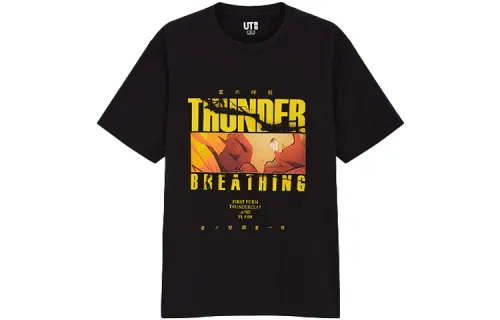UNIQLO T Shirts Unisex Black Crew Neck Moderate Straight Fit