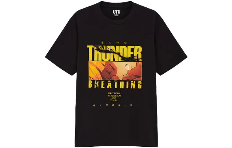 UNIQLO T Shirts Unisex Black Crew Neck Moderate Straight Fit