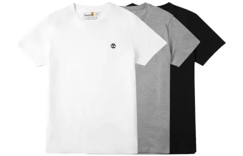Timberland T Shirts Men's 3 Pack Black/White/Gray Crew Neck Moderate Straight Fit