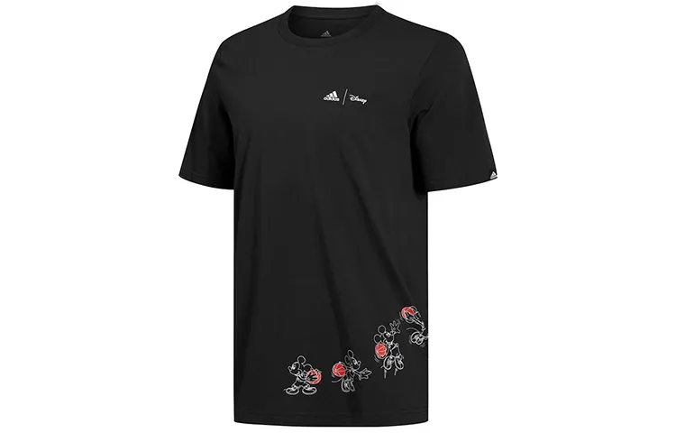 Adidas T-Shirts Men's Black Crew Neck Moderate Straight Fit