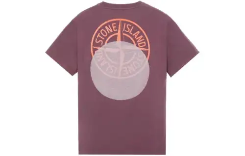 STONE ISLAND T Shirts Men's Burgundy Crew Neck Moderate Straight Fit
