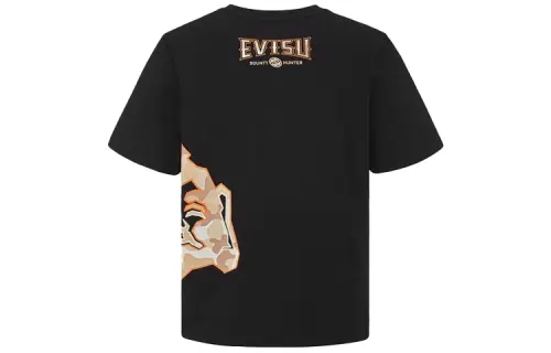EVISU T Shirts Men's Black Crew Neck Moderate Straight Fit