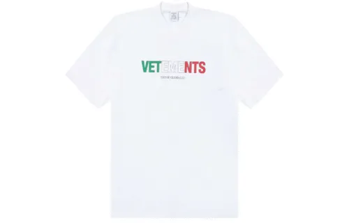 Vetements T Shirts Men's White Crew Neck Moderate Straight Fit