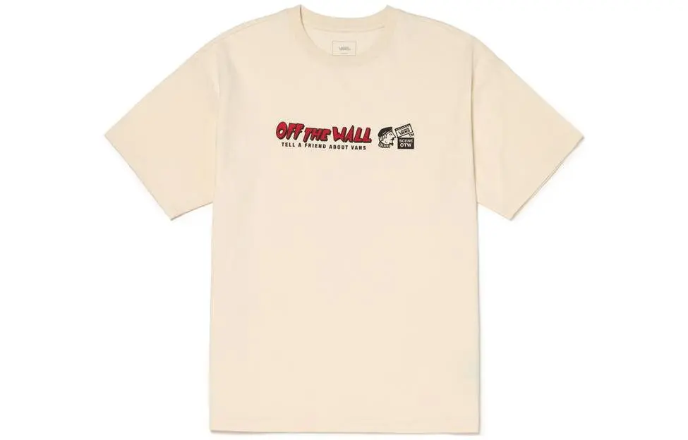 Vans T-Shirts Men's Apricot Crew Neck Moderate Straight Fit
