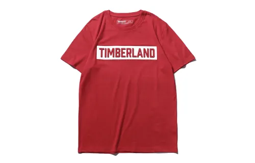 Timberland T Shirts Men's Red Crew Neck Moderate Straight Fit
