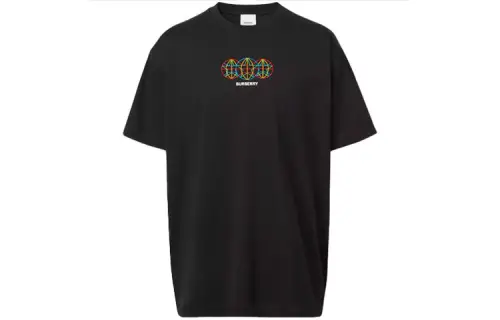 Burberry T Shirts Men's Black Crew Neck Moderate Straight Fit