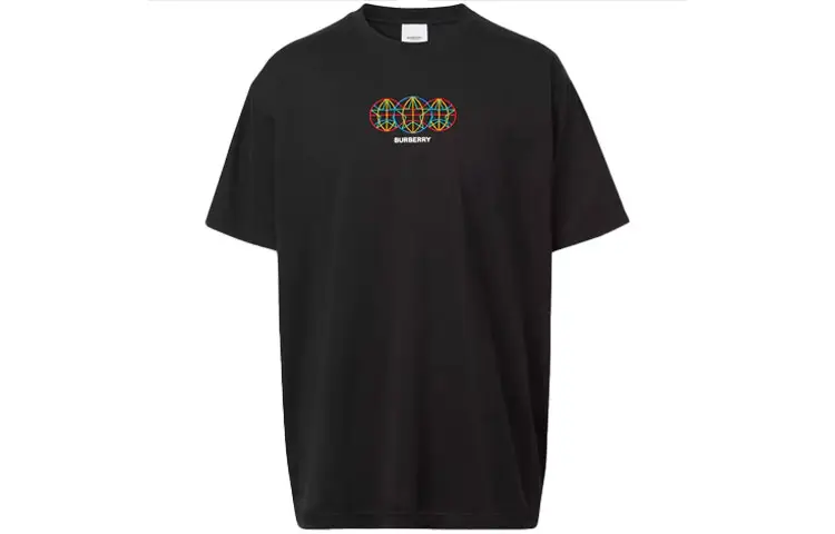 Burberry T Shirts Men's Black Crew Neck Moderate Straight Fit