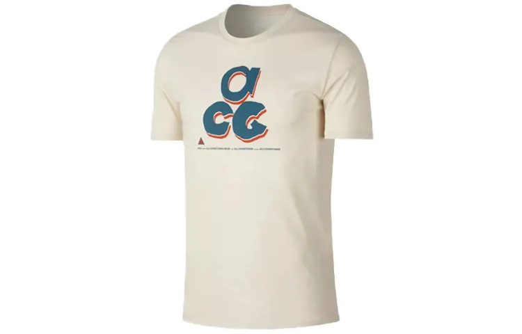Nike ACG T-Shirts Unisex Beige Crew Neck Moderate Straight Fit