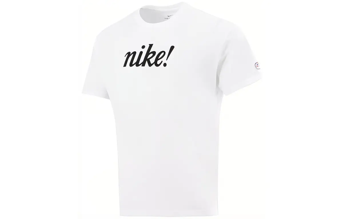 Nike T-Shirts Men's White Crew Neck Moderate Straight Fit