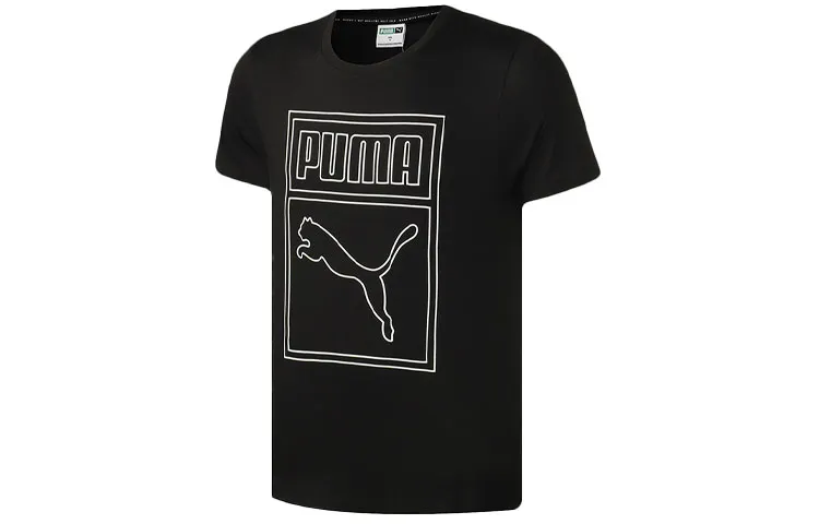 PUMA T-Shirts Men's Black Crew Neck Moderate Straight Fit