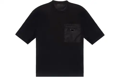 PRADA T Shirts Men's Black Crew Neck Moderate Straight Fit