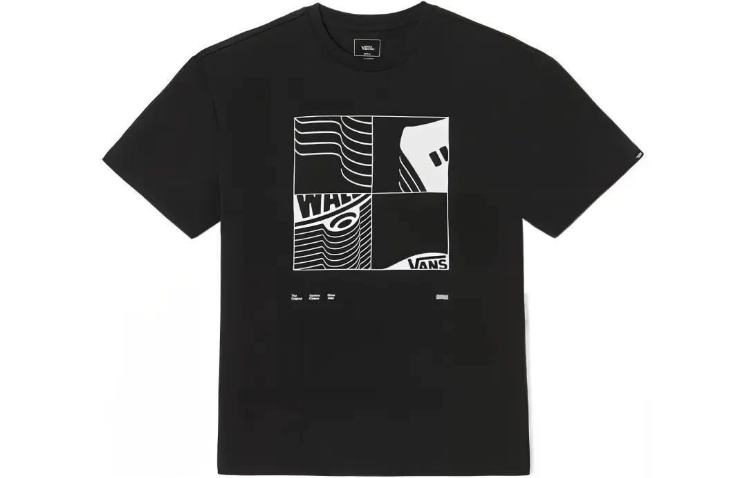 Vans T Shirts Unisex Black Crew Neck Moderate Straight Fit